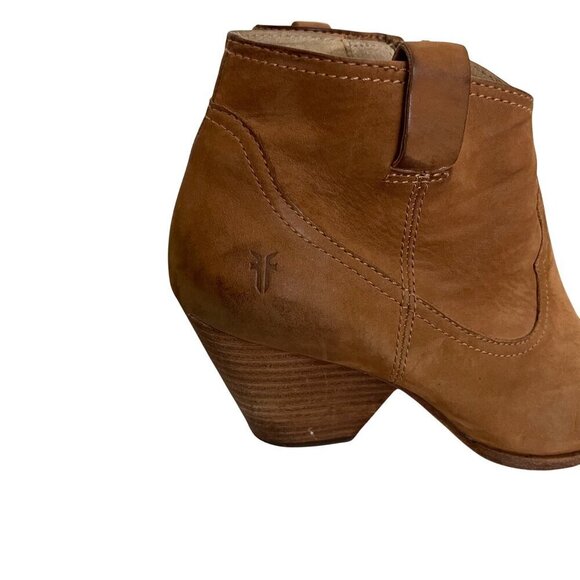 Frye Womens Boots Size 8.5 Tan Reina Ankle Block Heel Western Leather - Picture 7 of 8